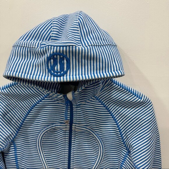 Lululemon Scuba Hoodie Stretch Slope Stripe Beaming Blue Size 4 - Picture 7 of 12